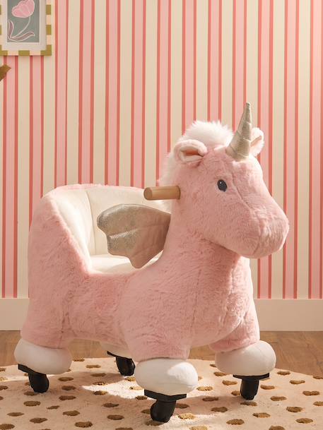 Houten dier op wielen FSCÂ® bruin+chocoladebruin+rozen+wit - vertbaudet enfant 