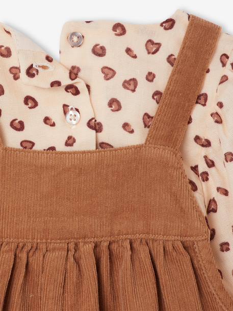 Ensemble blouse et salopette velours bébé fille bleu céleste+noisette - vertbaudet enfant 