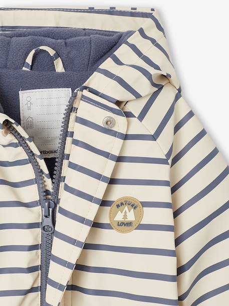 Combinaison à capuche anti-pluie bébé doublée maille polaire bleu nuit+sable+vert sauge - vertbaudet enfant 