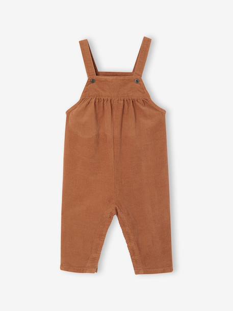 Ensemble blouse et salopette velours bébé fille bleu céleste+noisette - vertbaudet enfant 