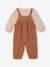 Ensemble blouse et salopette velours bébé fille bleu céleste+noisette - vertbaudet enfant 