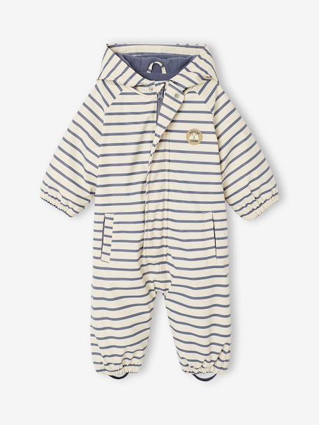 Regenpak met fleecevoering en capuchon nachtblauw+saliegroen+zandbeige - vertbaudet enfant 