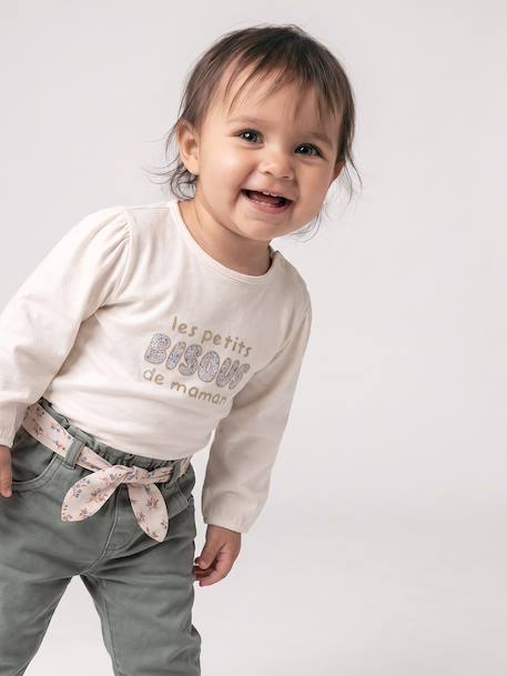 Babyshirt met lange mouwen en print ecru - vertbaudet enfant 