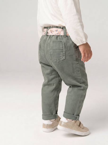 Pantalon paperbag bébé fille VERT MOYEN UNI - vertbaudet enfant 