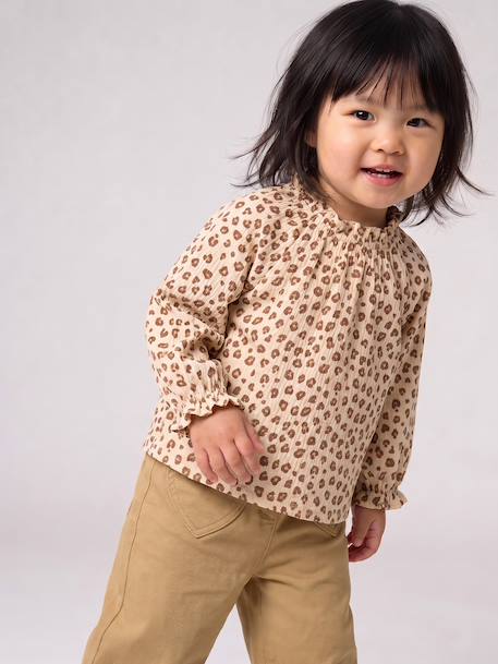 Babyshirt met lange mouwen en print saliegroen+vanille - vertbaudet enfant 