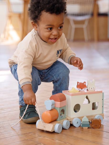 FSC® houten activiteitentrein ecru - vertbaudet enfant 