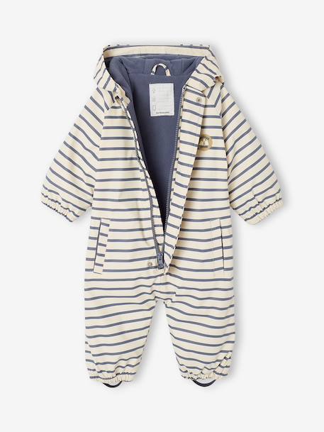 Combinaison à capuche anti-pluie bébé doublée maille polaire bleu nuit+sable+vert sauge - vertbaudet enfant 