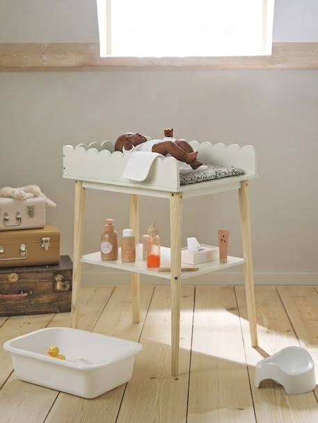 Table à langer poupon feston en bois FSC® blanc - vertbaudet enfant 