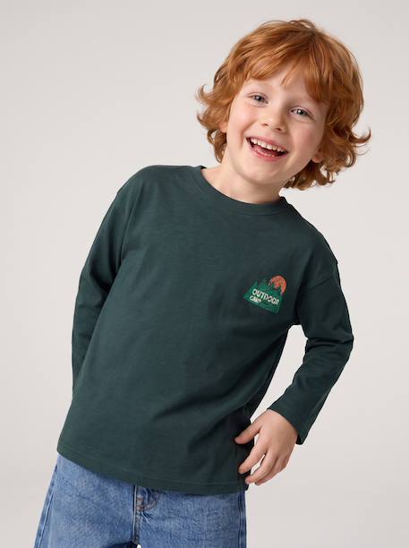 Jongensshirt met lange mouwen dennen+oceaanblauw+okergeel - vertbaudet enfant 