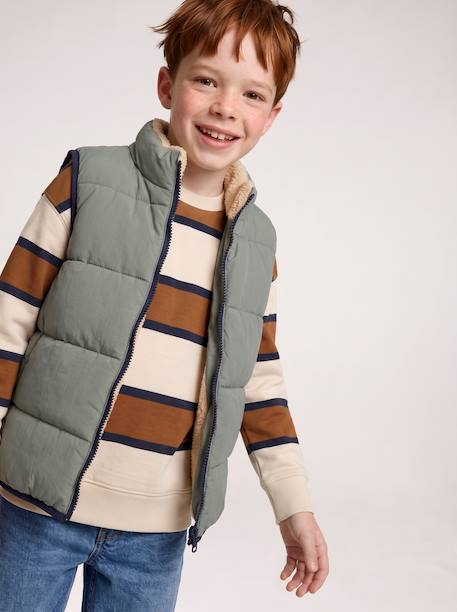 Doudoune sans manches réversible garçon lichen - vertbaudet enfant 