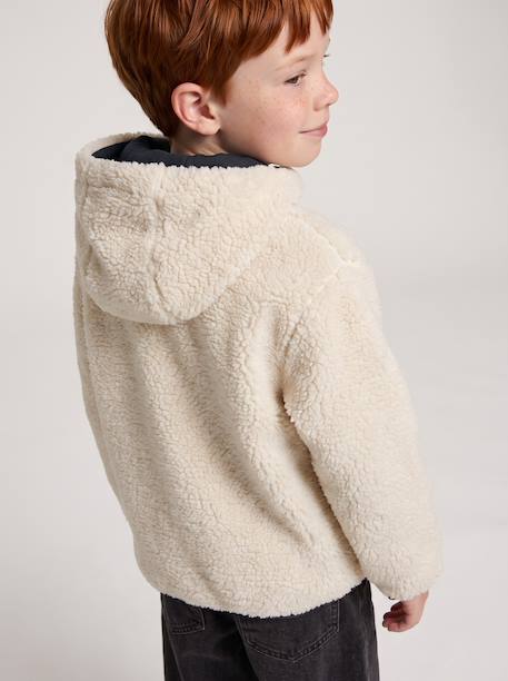 Blouson réversible à capuche garçon bleu grisé+vert sapin - vertbaudet enfant 