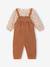 Ensemble blouse et salopette velours bébé fille bleu céleste+noisette - vertbaudet enfant 
