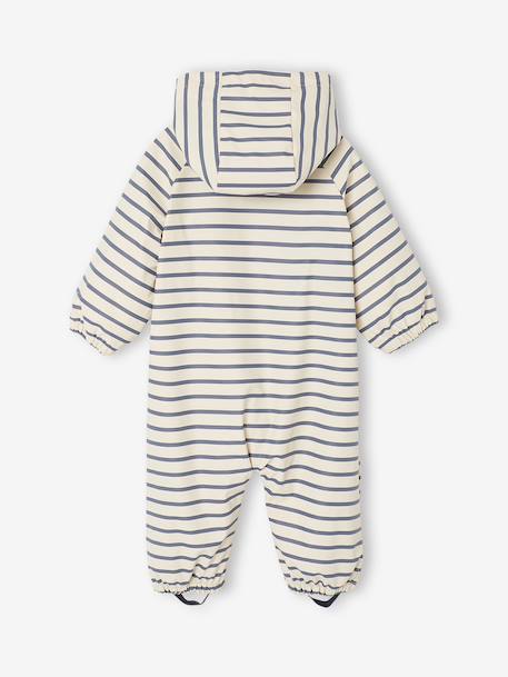 Combinaison à capuche anti-pluie bébé doublée maille polaire bleu nuit+sable+vert sauge - vertbaudet enfant 