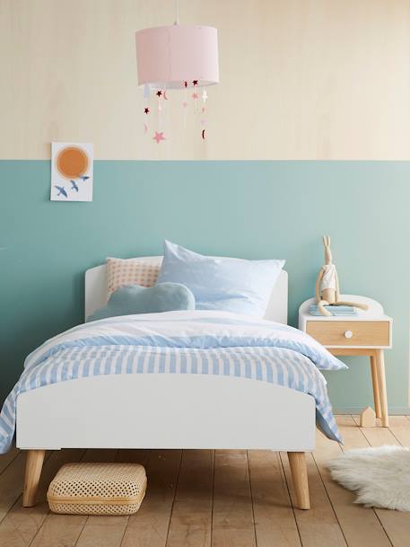 Lit enfant LIGNE CONFETTI BLANC/BOIS+rose - vertbaudet enfant 