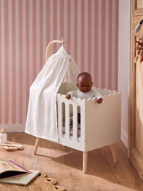 Houten poppenbed met geschulpte rand FSCÂ® wit - vertbaudet enfant 