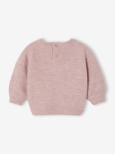 Jacquard trui baby meisje gemêleerd beige+parme - vertbaudet enfant 