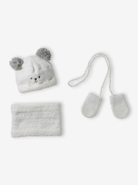 Ensemble bébé bonnet, snood et moufles écru - vertbaudet enfant 