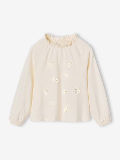 Lange meisjesblouse ecru - vertbaudet enfant 