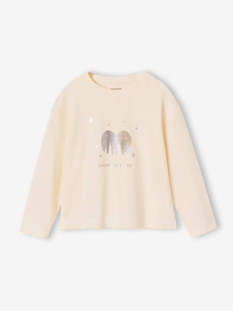 T-shirt met lange mouwen voor meisjes ecru - vertbaudet enfant 