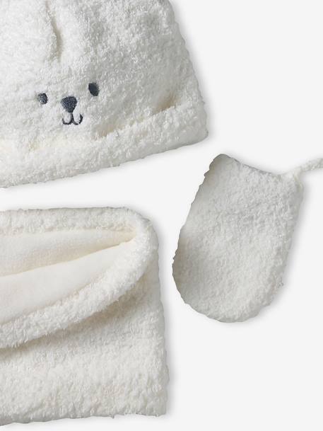 Ensemble bébé bonnet, snood et moufles écru - vertbaudet enfant 