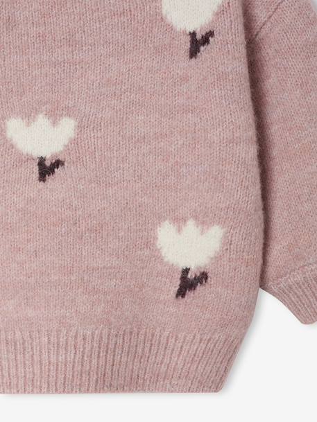 Pull jacquard bébé fille beige chiné+parme - vertbaudet enfant 