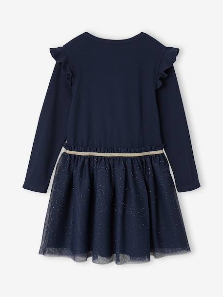 Robe Noël bi-matière jupon en tulle fille écru+marine - vertbaudet enfant 