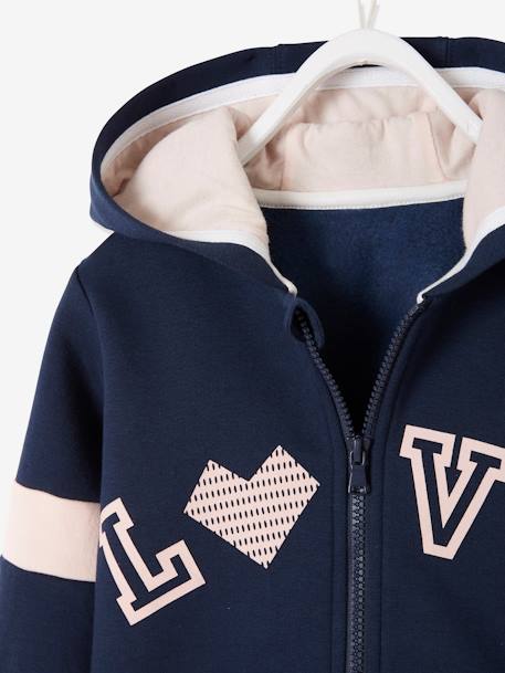Sweat zippé à capuche sport 'Love' fille marine - vertbaudet enfant 
