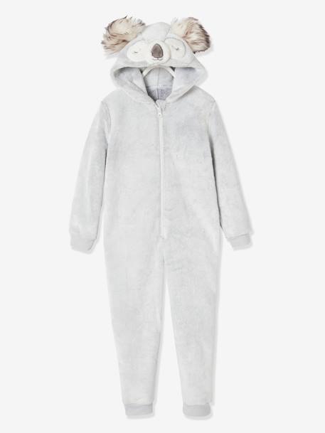 Surpyjama koala en velours enfant gris clair chiné - vertbaudet enfant 