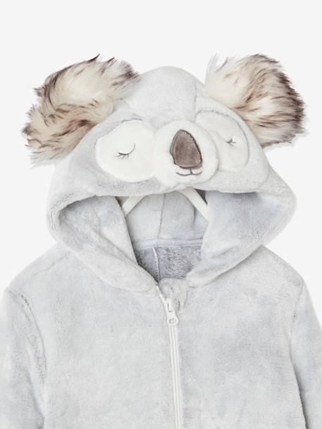 Surpyjama koala en velours enfant gris clair chiné - vertbaudet enfant 
