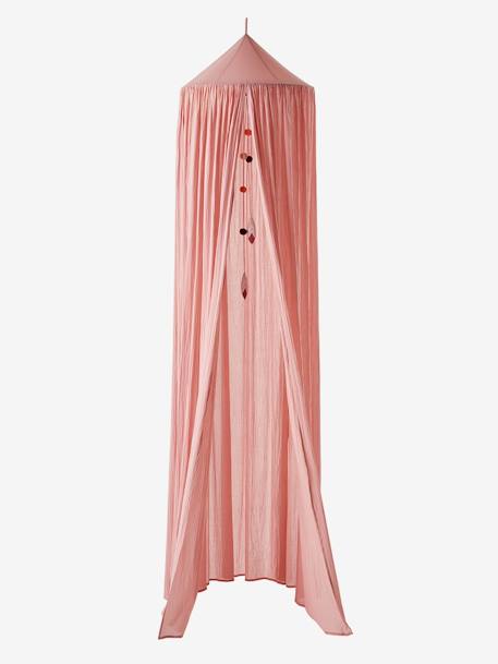 Pompons gordijn hemelbed MOSTERD+roze - vertbaudet enfant 