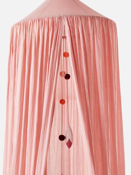 Pompons gordijn hemelbed MOSTERD+roze - vertbaudet enfant 