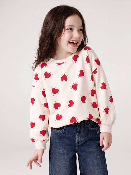 Meisjessweater met ronde hals ecru+ivoor+lichtroze+taupe - vertbaudet enfant 