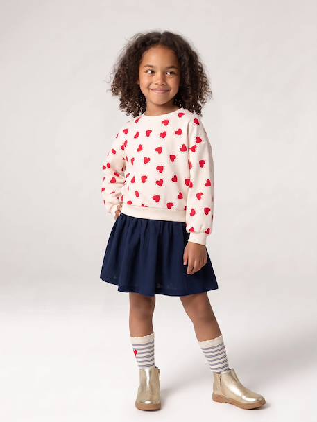 Jurk 2-in-1 van molton en katoenen gaas antraciet+marineblauw+rood - vertbaudet enfant 