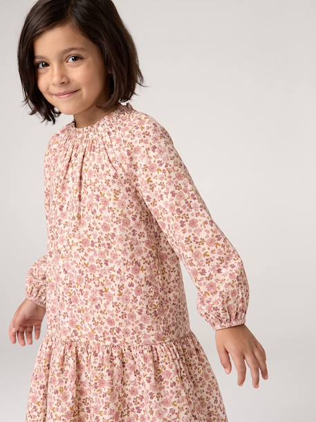 Robe courte fille écru+kaki - vertbaudet enfant 
