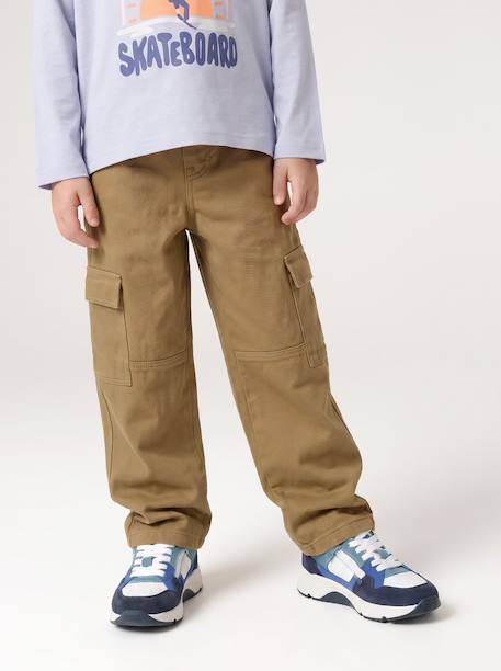 Pantalon battle garçon bleu jean+olive - vertbaudet enfant 