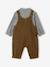 Babykledingset met tuinbroek en blouse olijf - vertbaudet enfant 