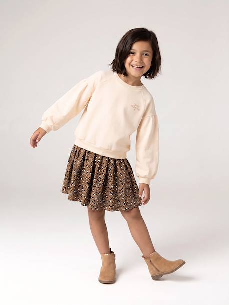 Robe bi-matière fille anthracite+écru+mauve+vert sauge - vertbaudet enfant 
