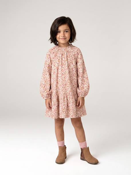 Robe courte fille écru+kaki - vertbaudet enfant 