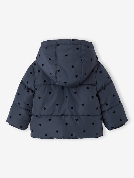 Baby meisjes pufferjas met capuchon nachtblauw - vertbaudet enfant 