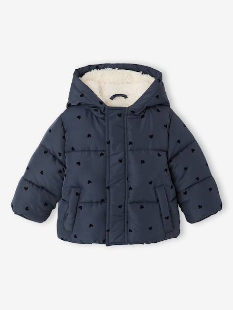 Doudoune bébé fille à capuche bleu nuit - vertbaudet enfant 