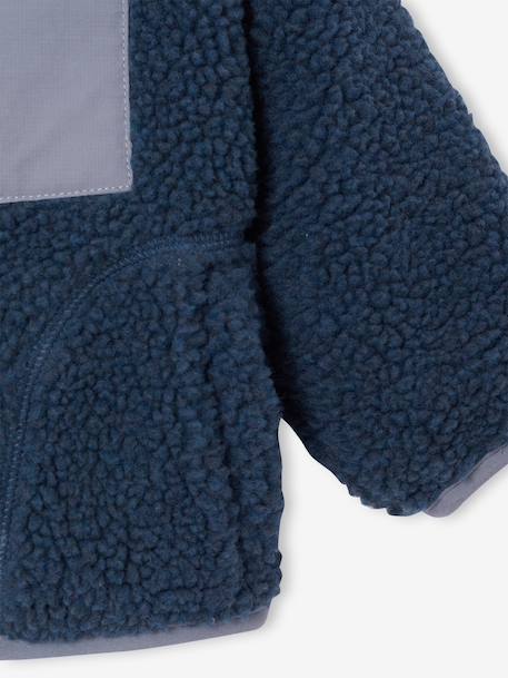 Blouson bébé garçon sherpa à capuche zippé bleu - vertbaudet enfant 