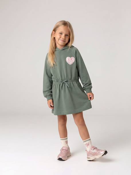 Robe courte à capuche fille gris chiné+marine+vert - vertbaudet enfant 