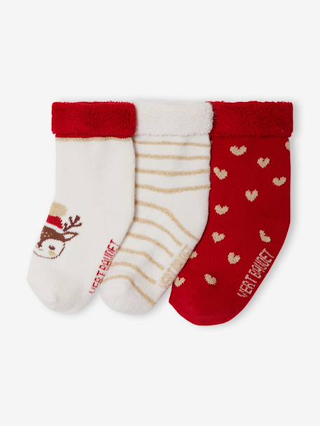 Lot de 3 chaussettes noël écru - vertbaudet enfant 