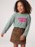 T-shirt manches longues fille encre+rose pâle+vert - vertbaudet enfant 