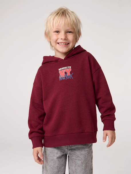Sweat à capuche garçon marine+rouge chiné - vertbaudet enfant 