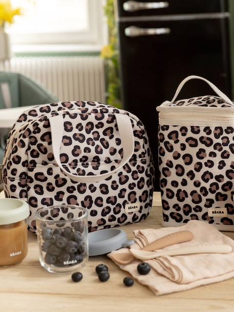 Sac repas isotherme beige imprimé+gris chiné - vertbaudet enfant 