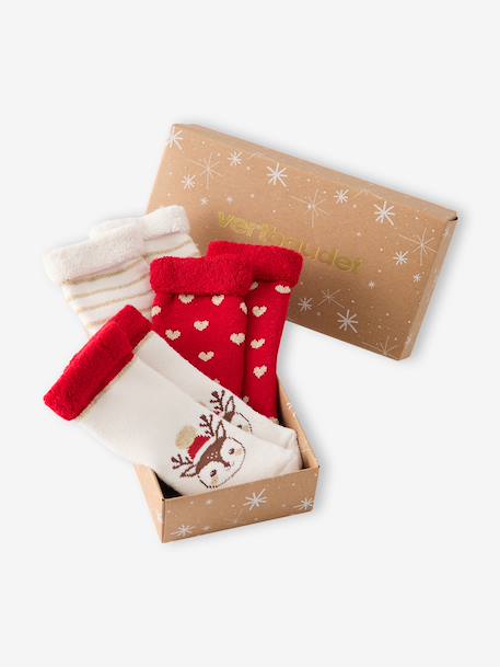 Set van 3 babysokjes voor meisjes ecru - vertbaudet enfant 