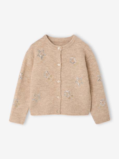 Fijngebreid vest voor meisjes beige - vertbaudet enfant 