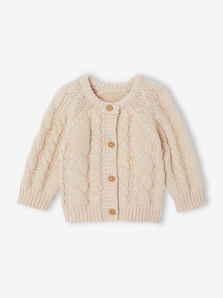 Kabelvest voor babyjongens gemêleerd beige - vertbaudet enfant 