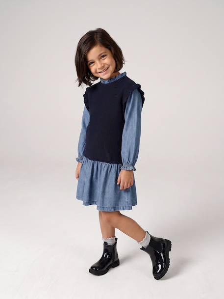 Robe 2 en1 fille marine - vertbaudet enfant 